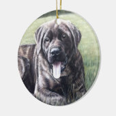 Brindle Engelse mastiff in het gras Keramisch Ornament (Links)