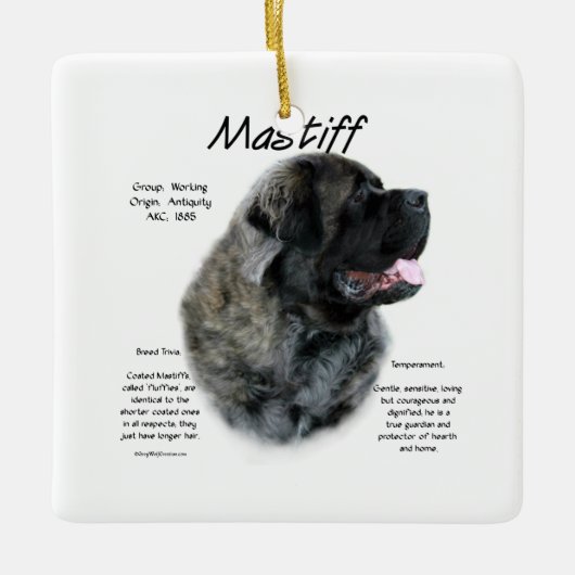 Brindle Fluffy Mastiff Geschiedenis Keramisch Ornament (Voorkant)