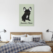 Brindle Franse Bulldog (aangepaste naam) Canvas Afdruk (Insitu (Slaapkamer))