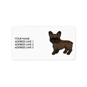 Brindle Franse Bulldog Schattige Cartoon Hond & Te Etiket