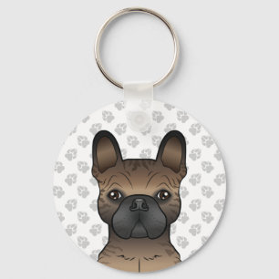Brindle French Bulldog / Frenchie Cute Dog Head Sleutelhanger