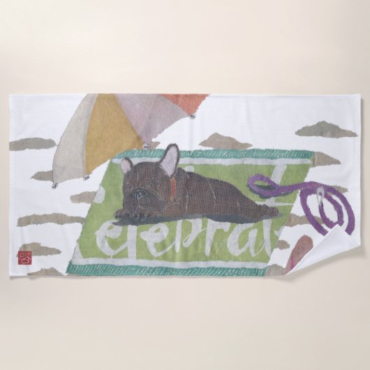 Brindle French Bulldog, Frenchie, Modern Strandlaken (Voorkant)