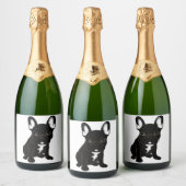 Brindle French Bulldog Sparkling Wijnetiket (Flessen)