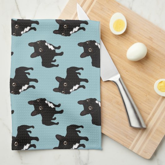 Brindle Frenchie gaat graag wandelen Theedoek (Quarter Fold)