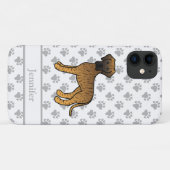 Brindle Great Dane Cute Cartoon Dog & Name Case-Mate iPhone Case (Achterkant (horizontaal))