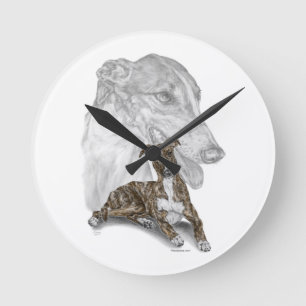 Brindle Greyhound Dog Art Ronde Klok