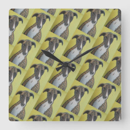 Brindle Greyhound Wall Clock Vierkante Klok