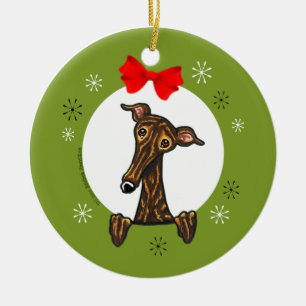 Brindle Greyhound Whippet-kerkklassieker Keramisch Ornament