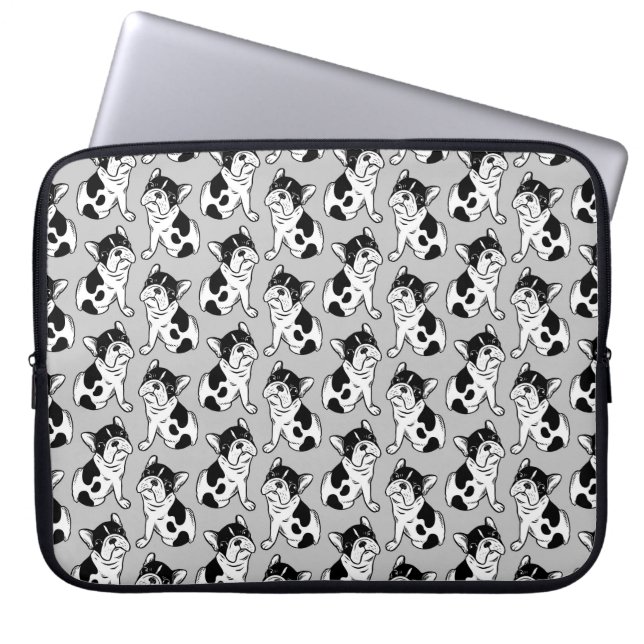 Brindle Pied Frenchie Puppy Laptop Sleeve (Voorkant)