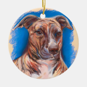 Brindle Pit Bull Dog Keramisch Ornament