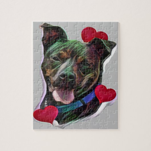 Brindle Pit Bull Staffordshire Heart Legpuzzel (Verticaal)