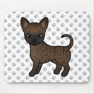Brindle Smooth Coat Chihuahua Cartoon Dog & Paws Muismat