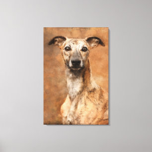 Brindle Whippet Dog Canvas Afdruk