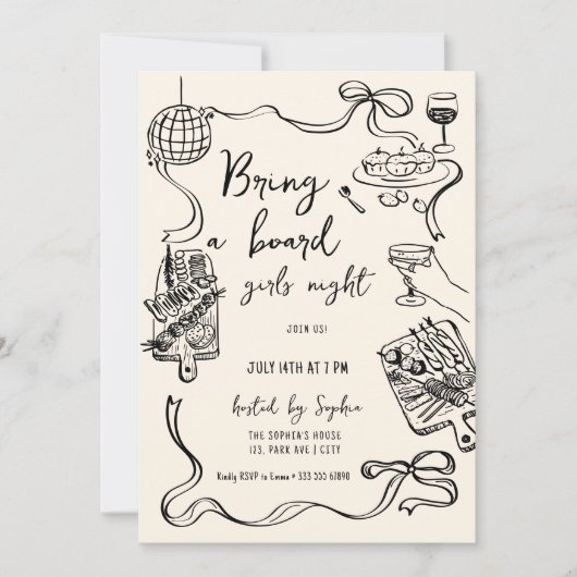 Bring a Board Girls Night Invitation (Devant)