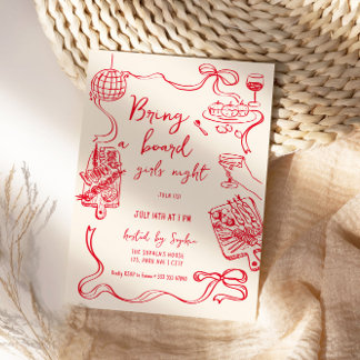 Bring a Board Girls Night Invitation Kaart