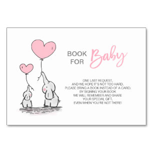 Bring a Book - Olifant Roze Meisje Baby shower Kaart