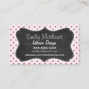 Brink Pink Polka Dots; Chalkboard uiterlijk Visitekaartje