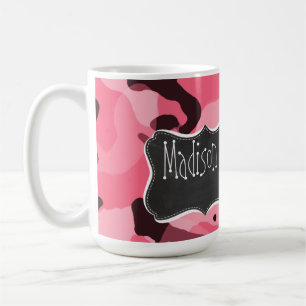 Brink Roze Camo; Camouflage; Retro Chalkboard Koffiemok