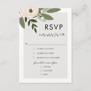 Brins de mariage floraux, carte de menu RSVP