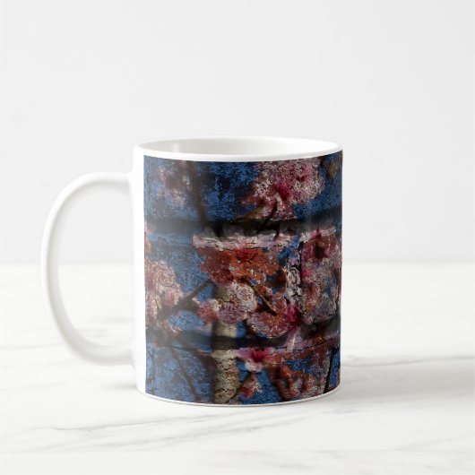 Brique Bleue et Fleur Mug (Gauche)