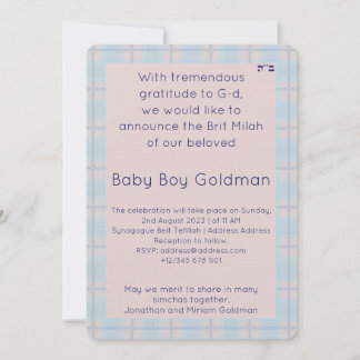 Bris Brit Milah Jewish Baby Naming Uitnodiging