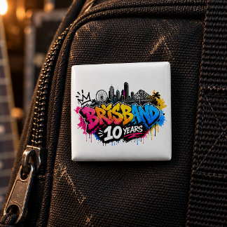 Brisbane 10 jaar vierkante button 5,1 cm
