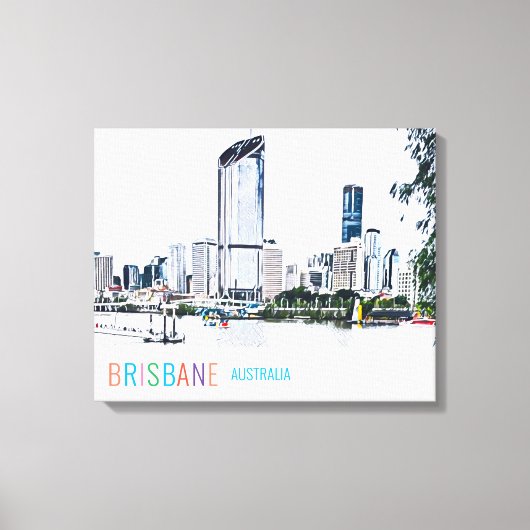 Brisbane Australia skyline moderne reisprint Canvas Afdruk (Voorkant)