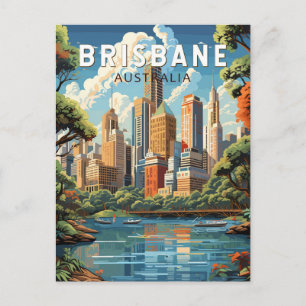 Brisbane Australia Travel Art Vintage Briefkaart