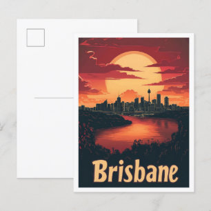 Brisbane Australië Art Vintage Travel Illustratie Briefkaart