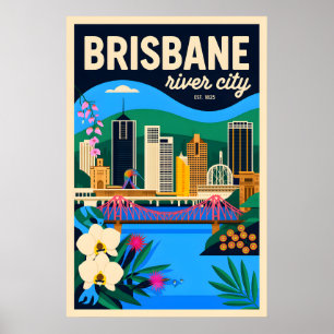 Brisbane Australië Retro Reisposter Kunst Poster