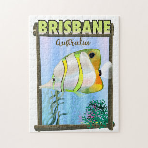 Brisbane Australië Tropische reisposter Legpuzzel