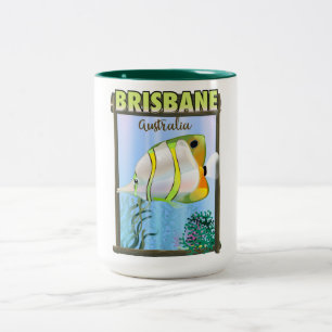 Brisbane Australië Tropische reisposter Tweekleurige Koffiemok