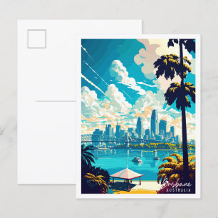Brisbane Australië vintage reisillustratie Briefkaart
