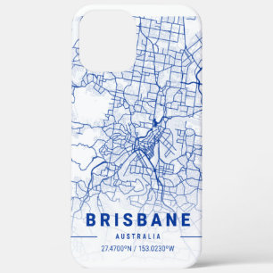 Brisbane City Map Blue Tint iPhone 12 Pro Max Hoesje