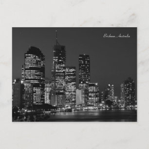 Brisbane City, Nuit - Noir et Blanc - Carte postal
