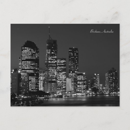 Brisbane City, Nuit - Noir et Blanc - Carte postal (Devant)