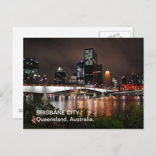 Brisbane City op het Briefkaart van Nacht (Voorkant / Achterkant)