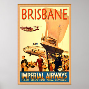 Brisbane Imperial Airways Nouvelle affiche de voya
