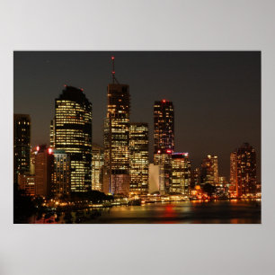 Brisbane Night Skyline. affiche