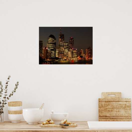 Brisbane Night Skyline. affiche (Cuisine)