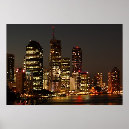 Brisbane Night Skyline, poster (Voorkant)