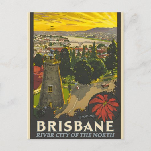 Brisbane vintage poster feestdagenkaart (Voorkant)