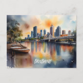 Brisbane waterverf kunst briefkaart (Voorkant)