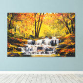 Brisk Autumn Waterfall Oil Paint Canvas Wall Art (Insitu (Houten vloer))