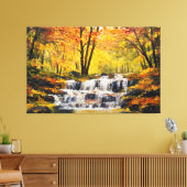 Brisk Autumn Waterfall Oil Paint Canvas Wall Art Afdruk (Insitu (Woonkamer))