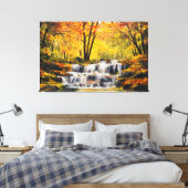 Brisk Autumn Waterfall Oil Paint Canvas Wall Art Afdruk (Insitu (Slaapkamer))