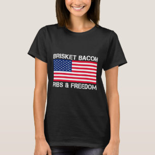 Brisket Bycon Ribs en Freedom Grill BBQ Vleesrook T-shirt