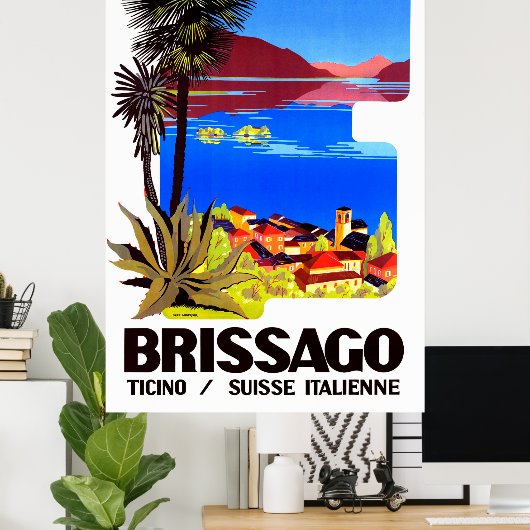 Brissago, Ticino, Zwitserland. Village and Lake Poster (Thuiskantoor)