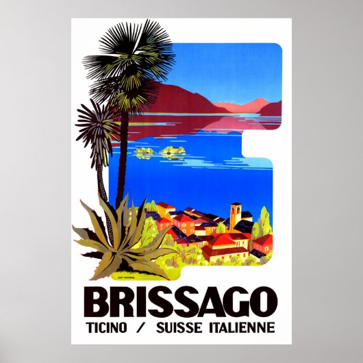 Brissago, Ticino, Zwitserland. Village and Lake Poster (Voorkant)