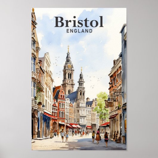 Bristol Engeland Waterverf schilderij reizen Poster (Voorkant)